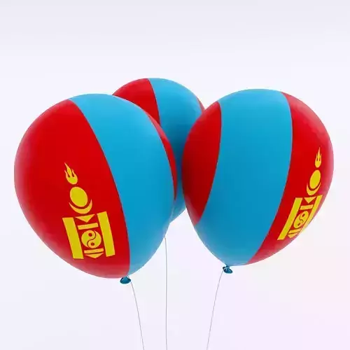  Mongolia country balloon low poly 3d model  Low-poly 3D model