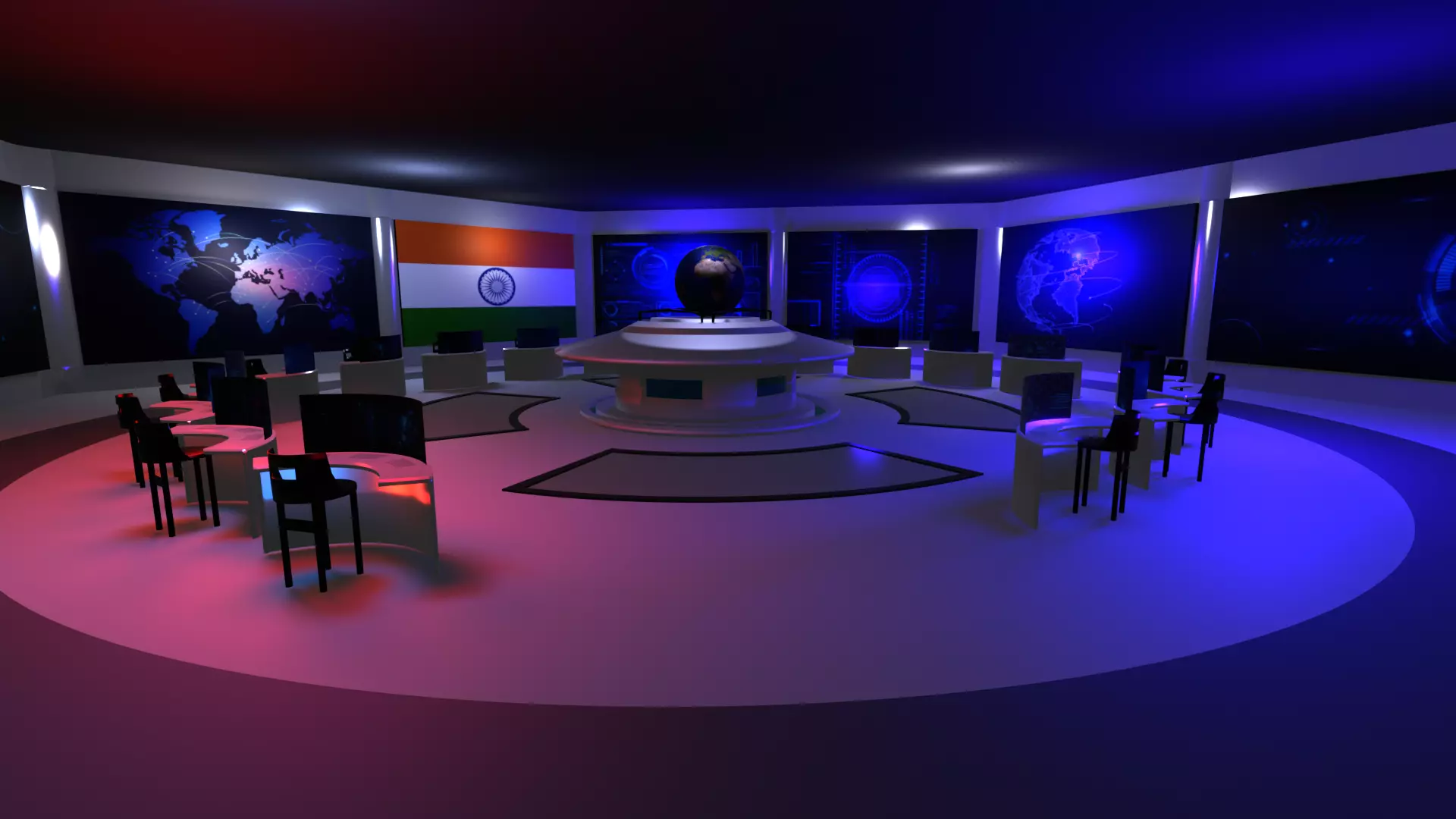 Command Center - Control Room- Military Base - India Low-poly 3D model_0