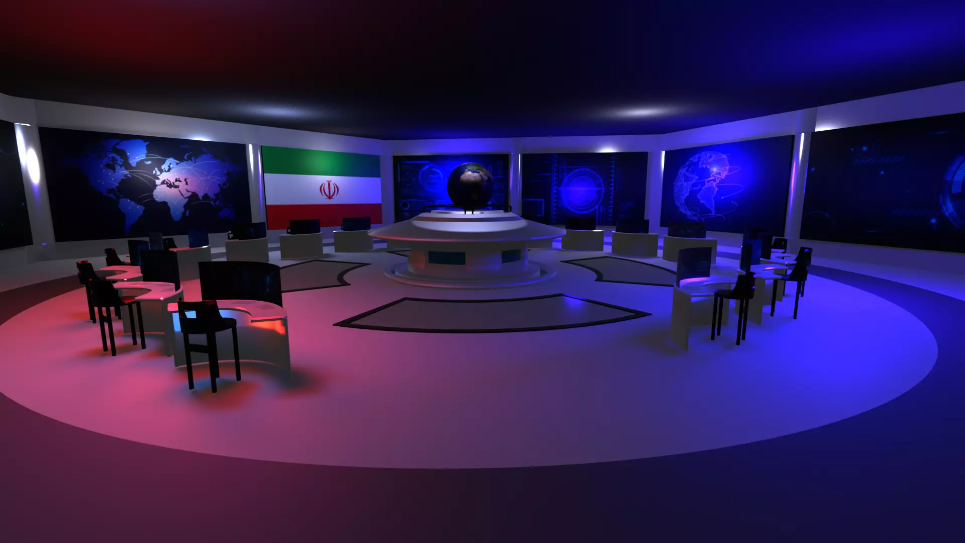 Command Center - Control Room- Military Base - Iranian Low-poly 3D model_0