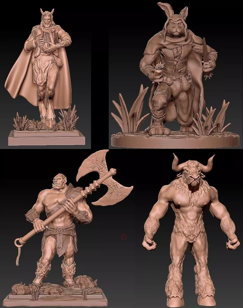 Miniature Set viking statue 3D print model_0