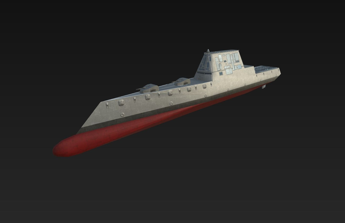 Ship USS-Zumwalt Low-poly 3D model