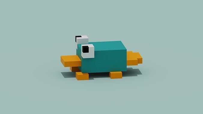 voxel Platypus Low-poly 3D model