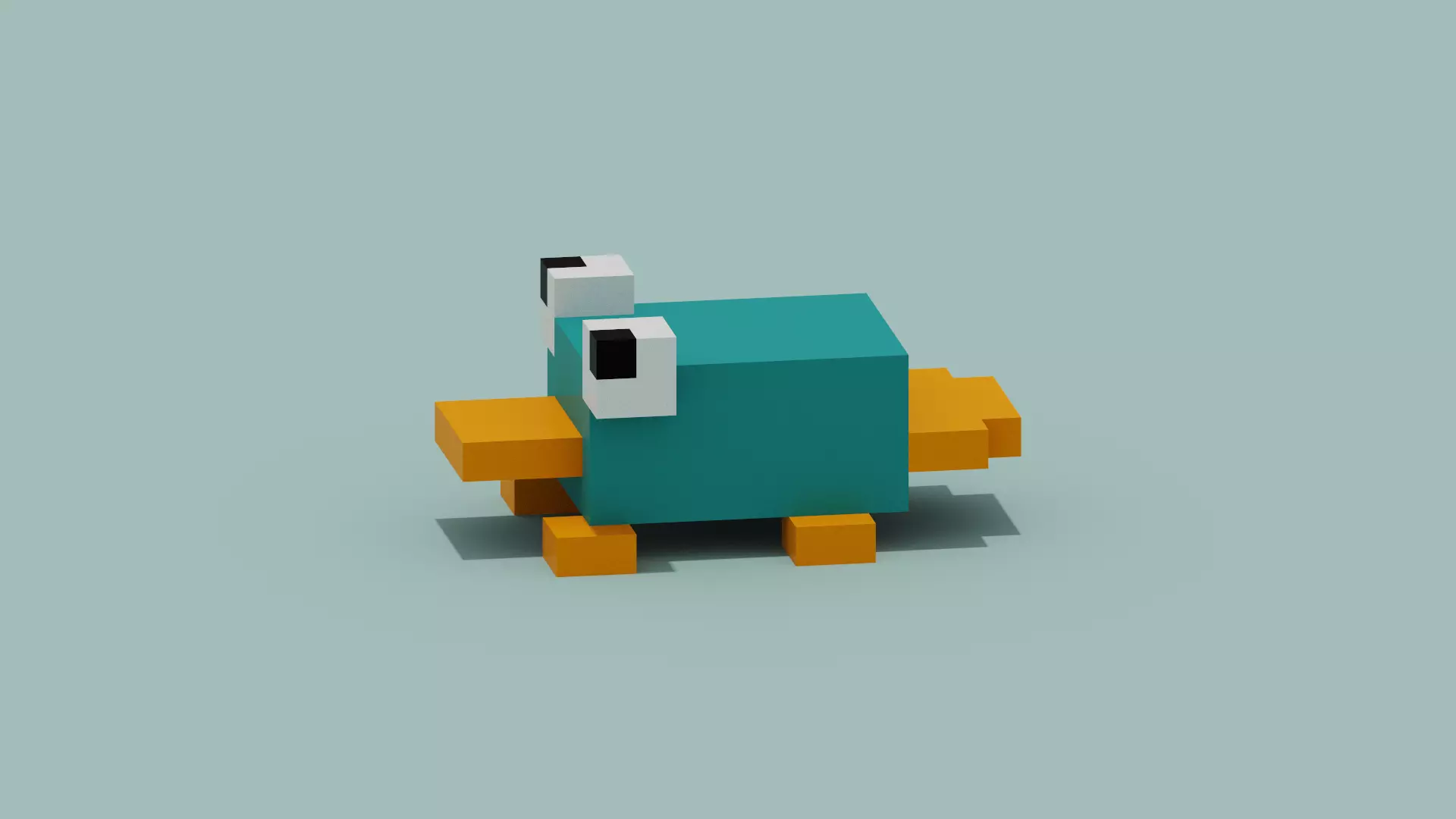 voxel Platypus Low-poly 3D model_0