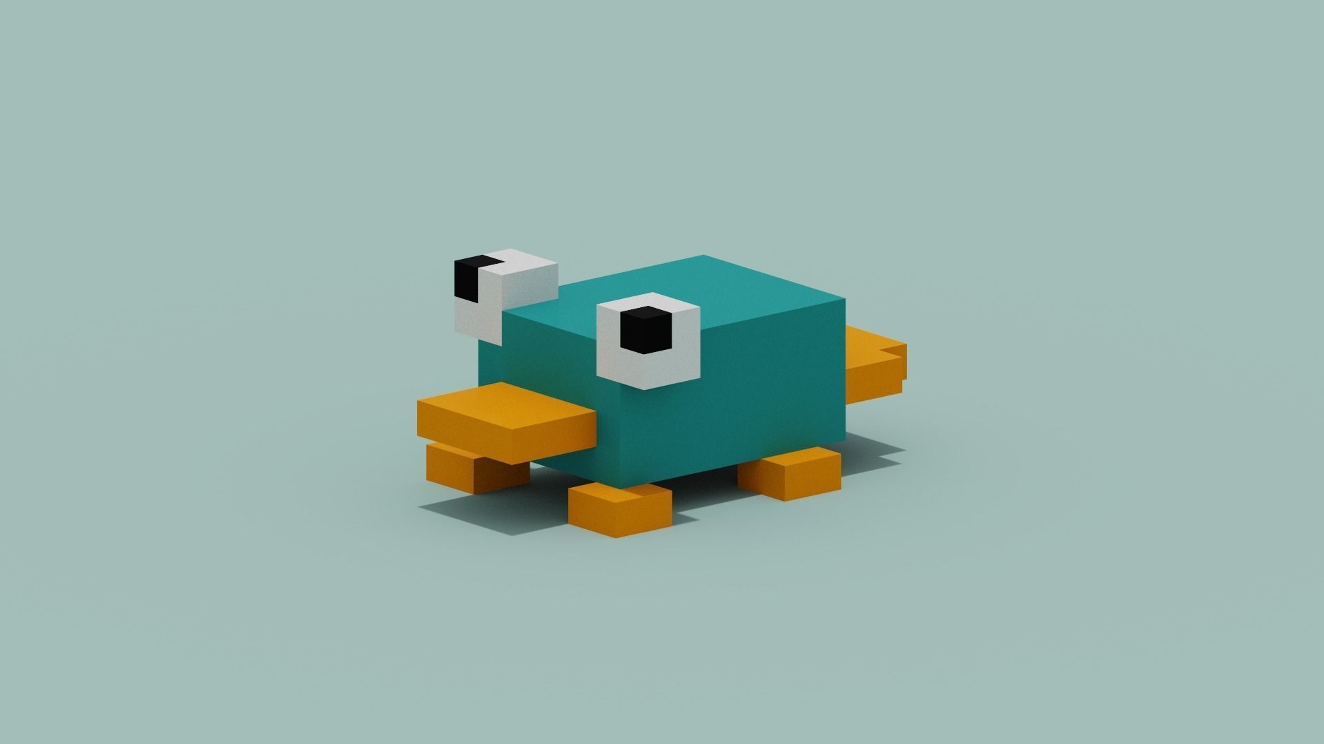 voxel Platypus Low-poly 3D model_4