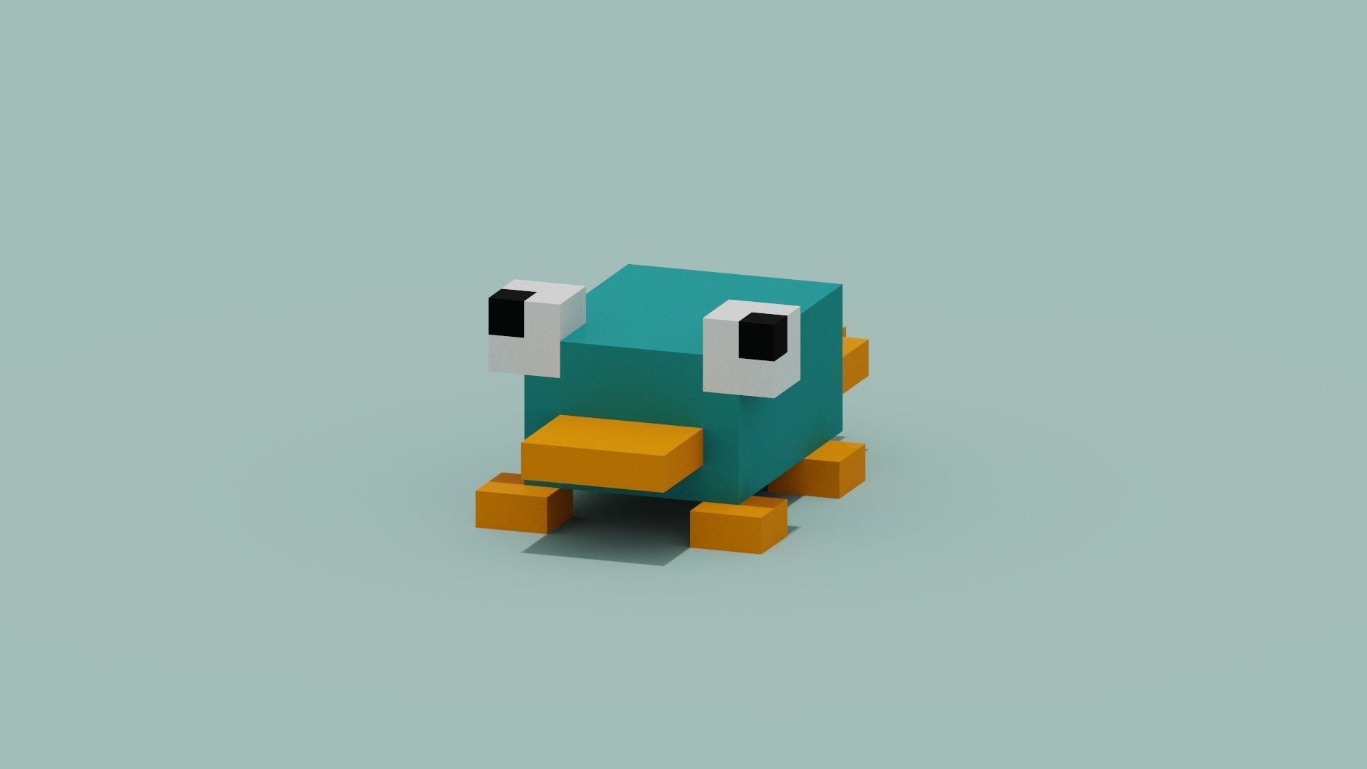 voxel Platypus Low-poly 3D model_3