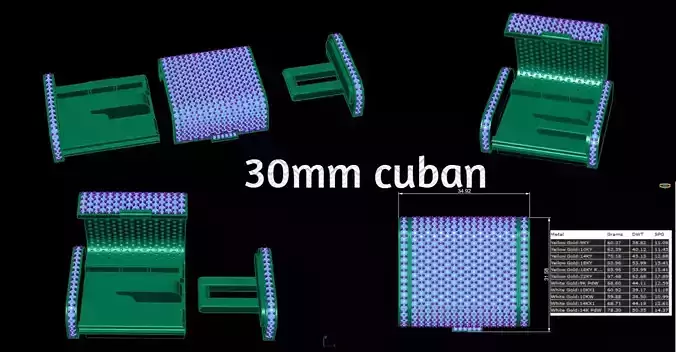 30MM Cuban Lock Chain System Full Iced 3D print model