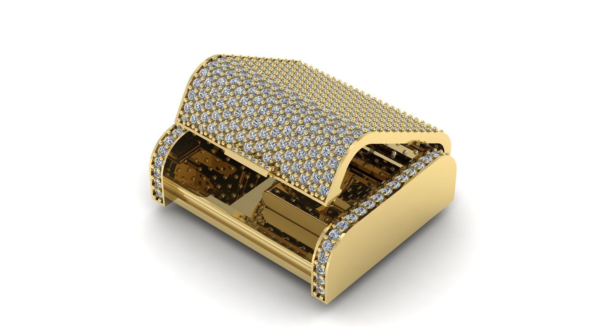 30MM Cuban Lock Chain System Full Iced 3D print model_4