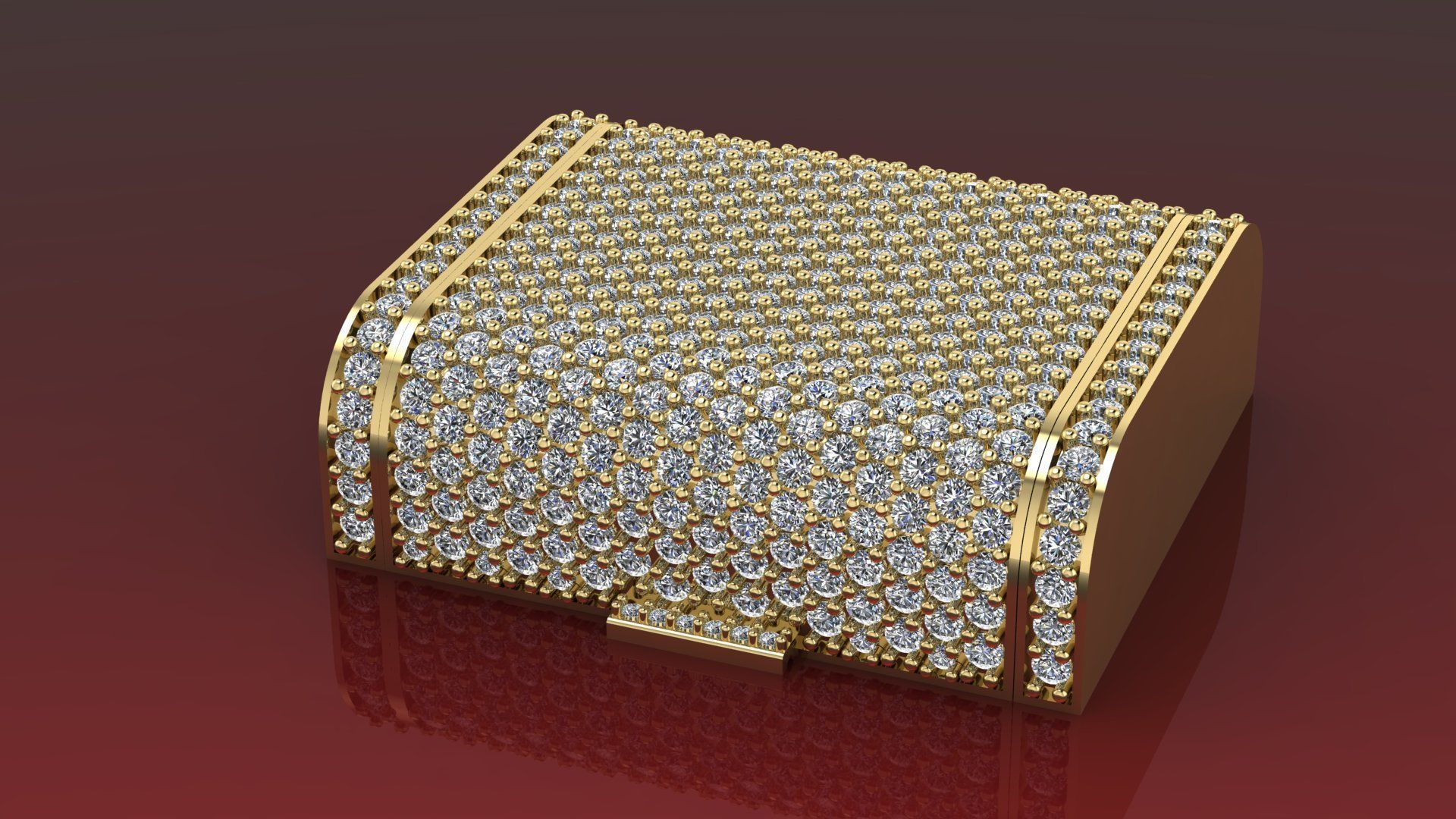 30MM Cuban Lock Chain System Full Iced 3D print model_1