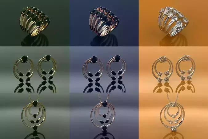 Set  Loops - Jewelry 3D - 9 Models 3D Model Collection