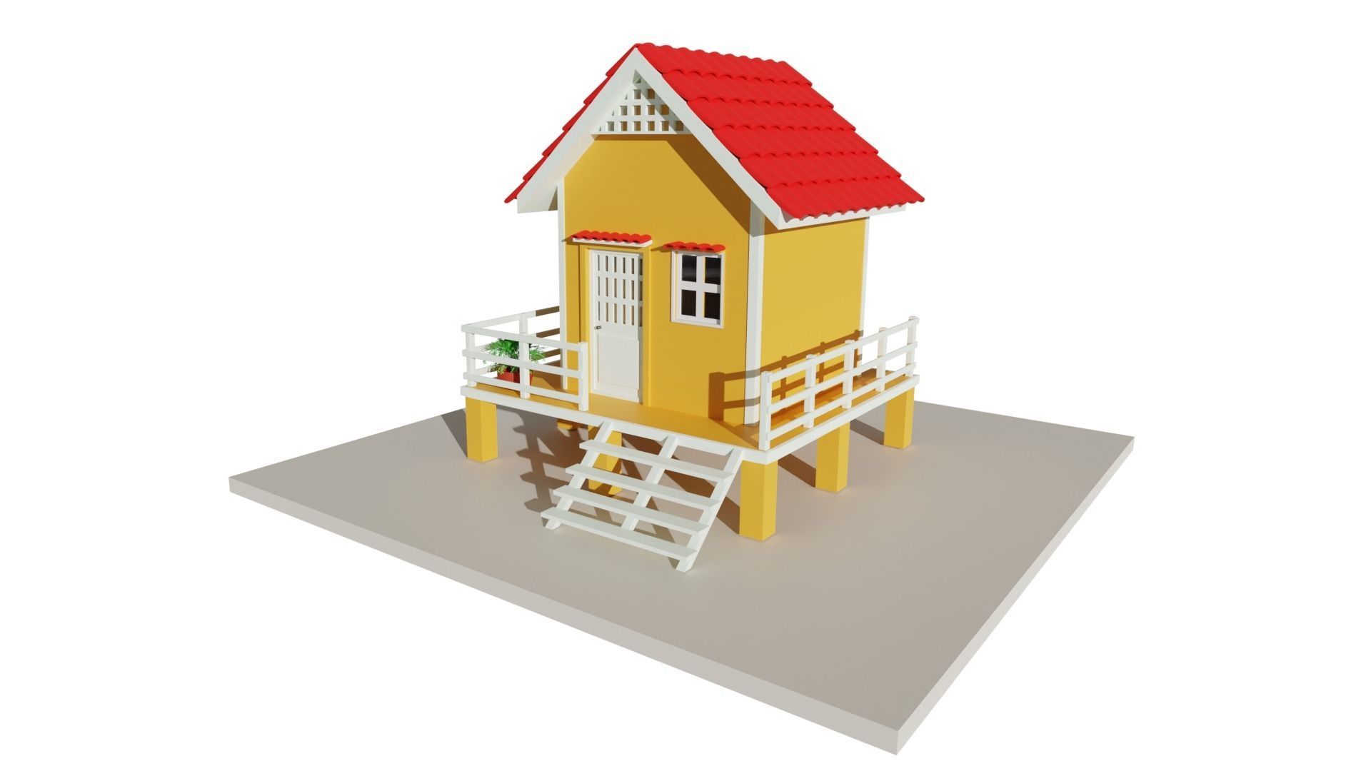 low poly  house 01 Low-poly 3D model_1