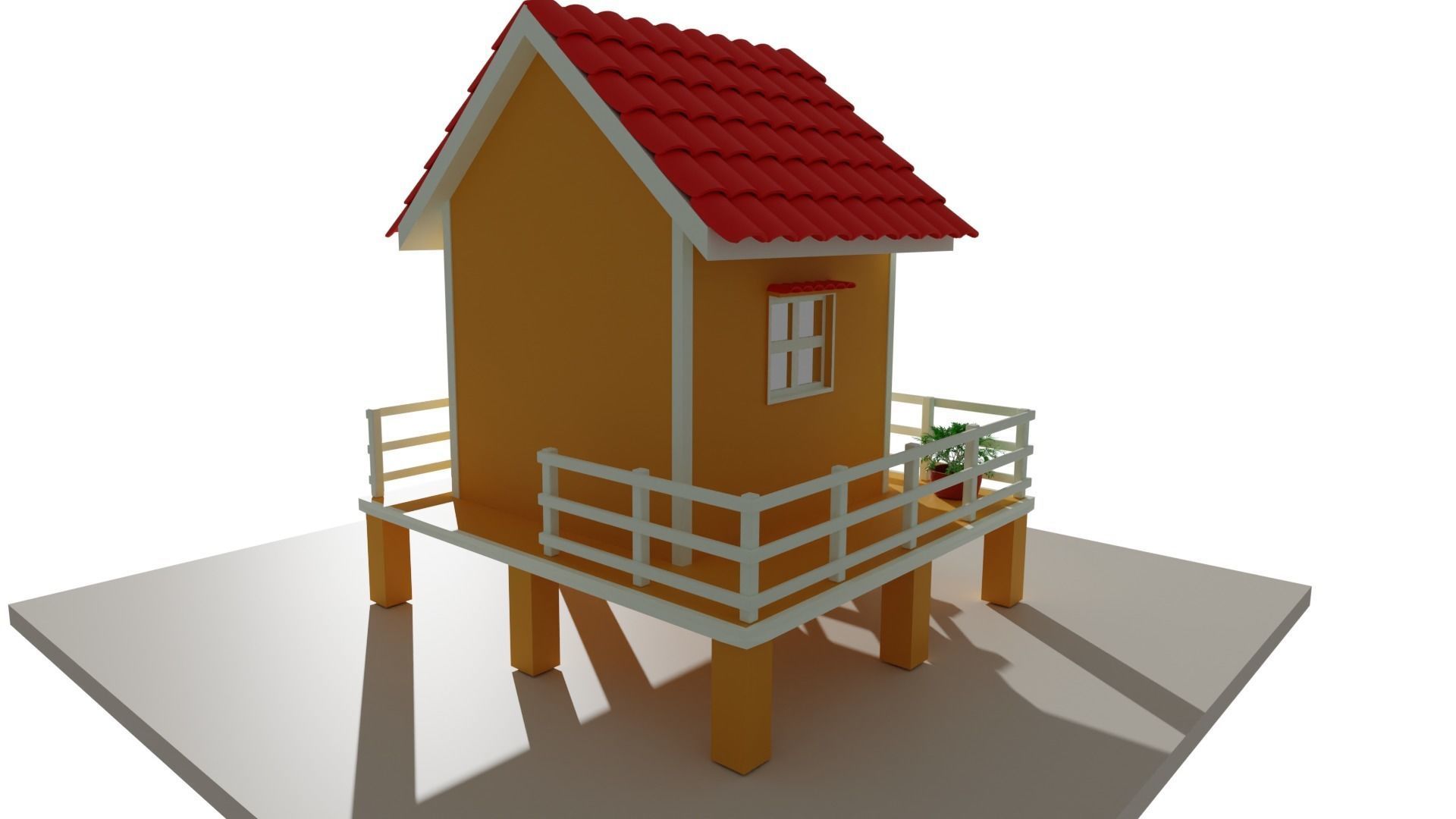 low poly  house 01 Low-poly 3D model_3