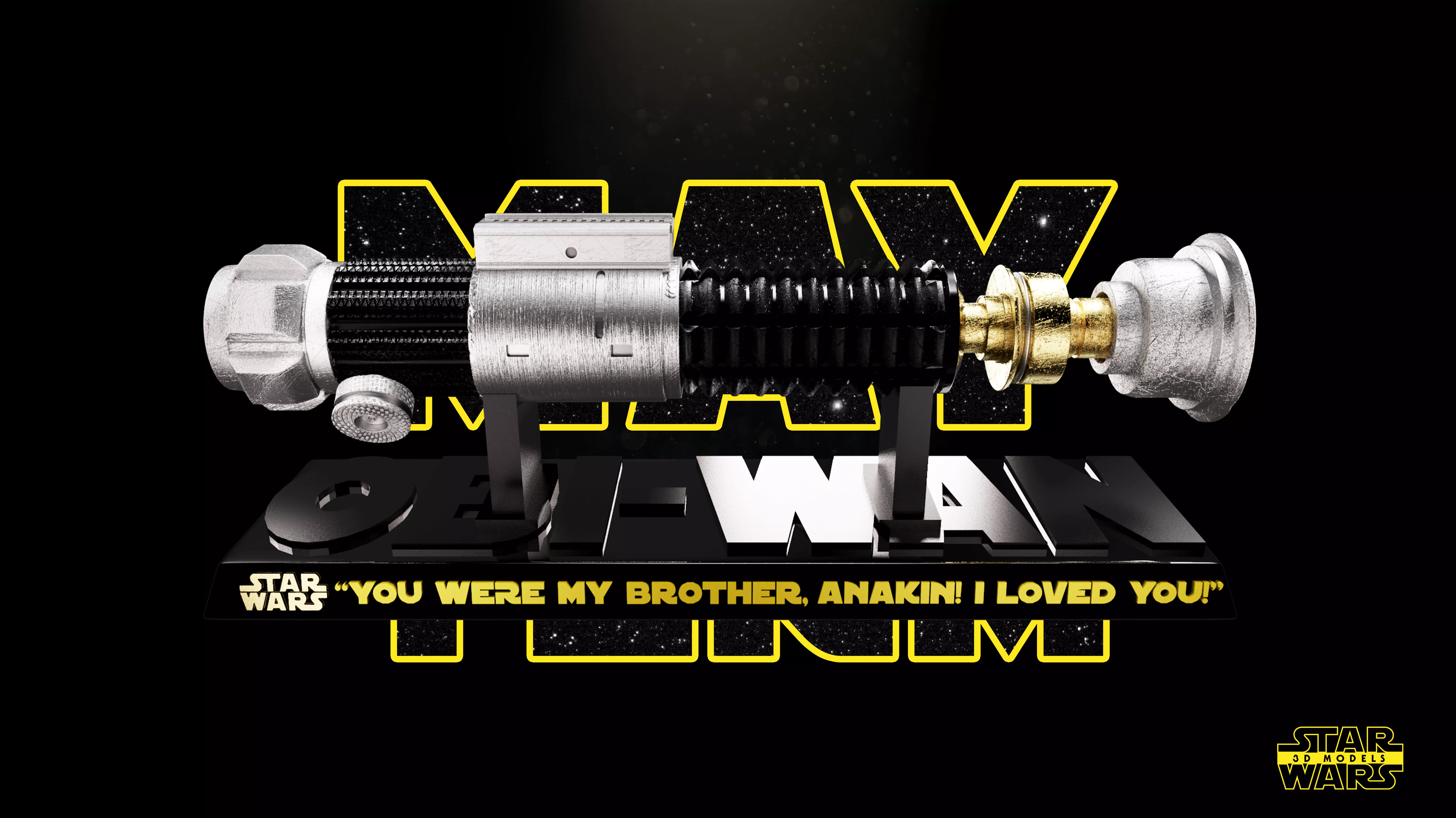 Obi Wan Lightsaber Sculpture - Tested and Ready for 3D printing Free 3D print model_0