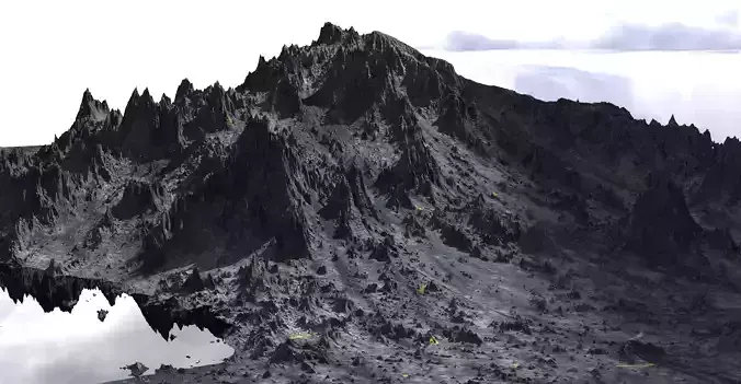 Mordor Mountain rock terrain 1 3D model