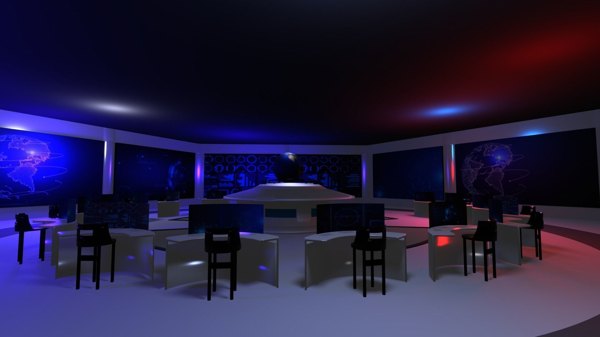 Command Center - Control Room- Military Base - Ukraine Low-poly 3D model_3