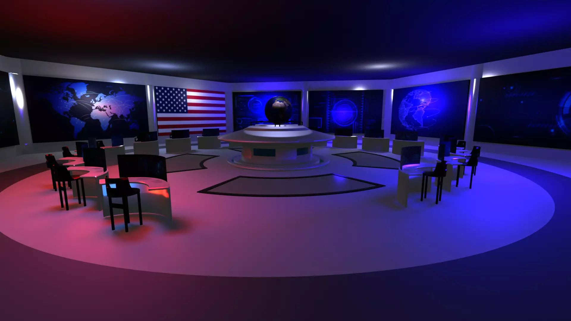 Command Center - Control Room- Military Base - Usa Low-poly 3D model