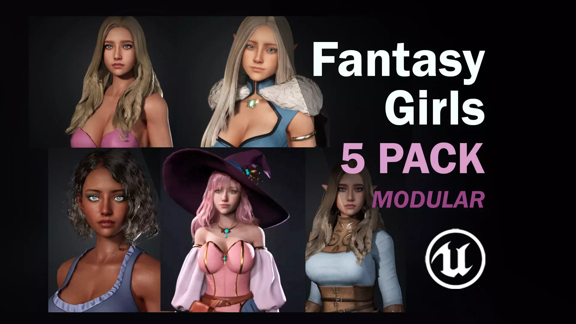Fantasy RPG Girls - 5 Pack 3D Model Collection_0