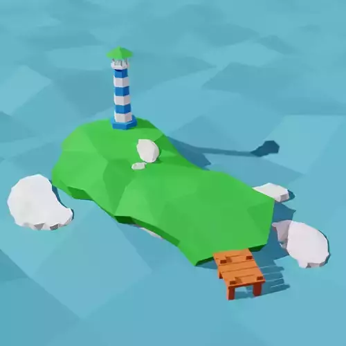 Lighthouse beacon on the island