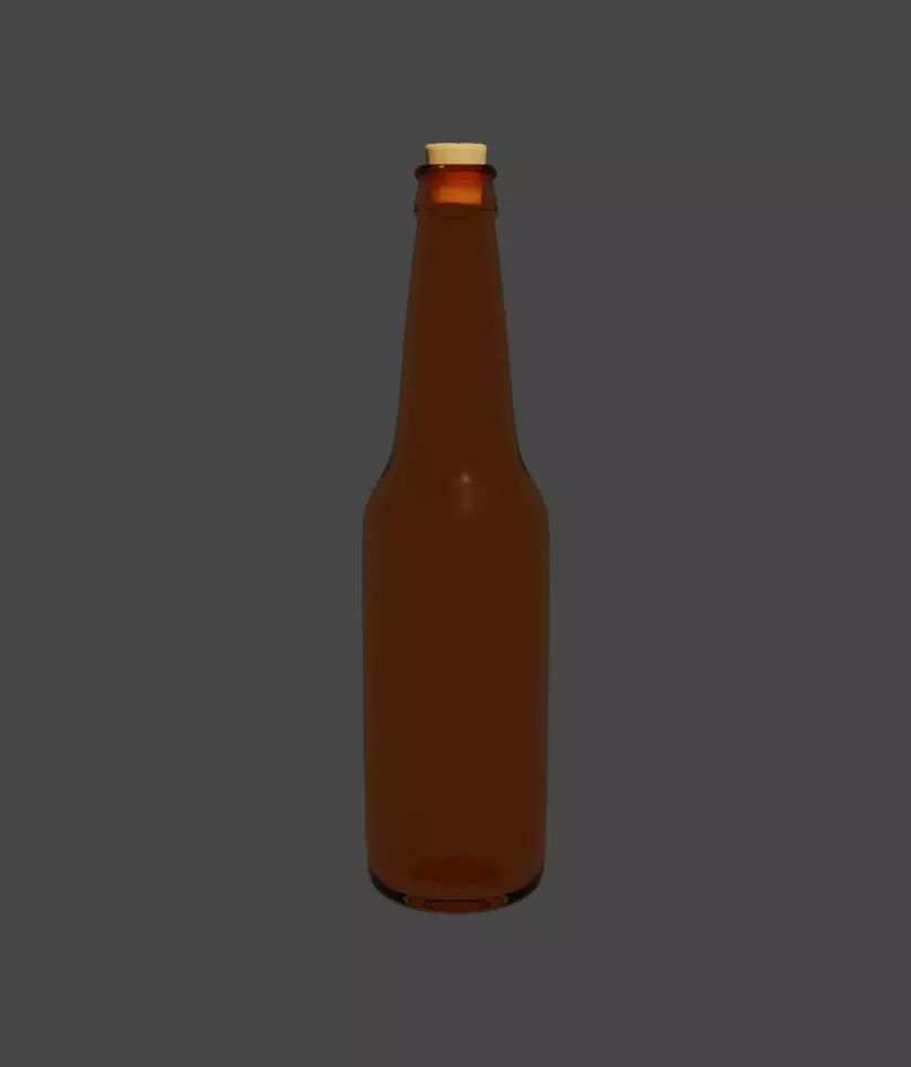 Glass Bottle with a Cork 3D model_0