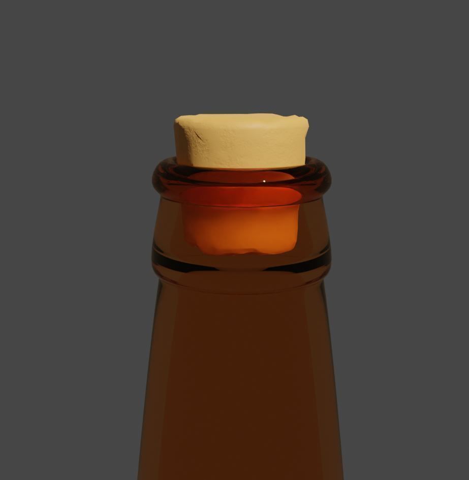 Glass Bottle with a Cork 3D model_3