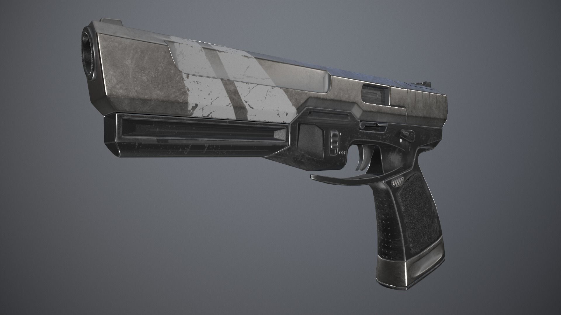 Shabby gun of the near future Low-poly 3D model_3