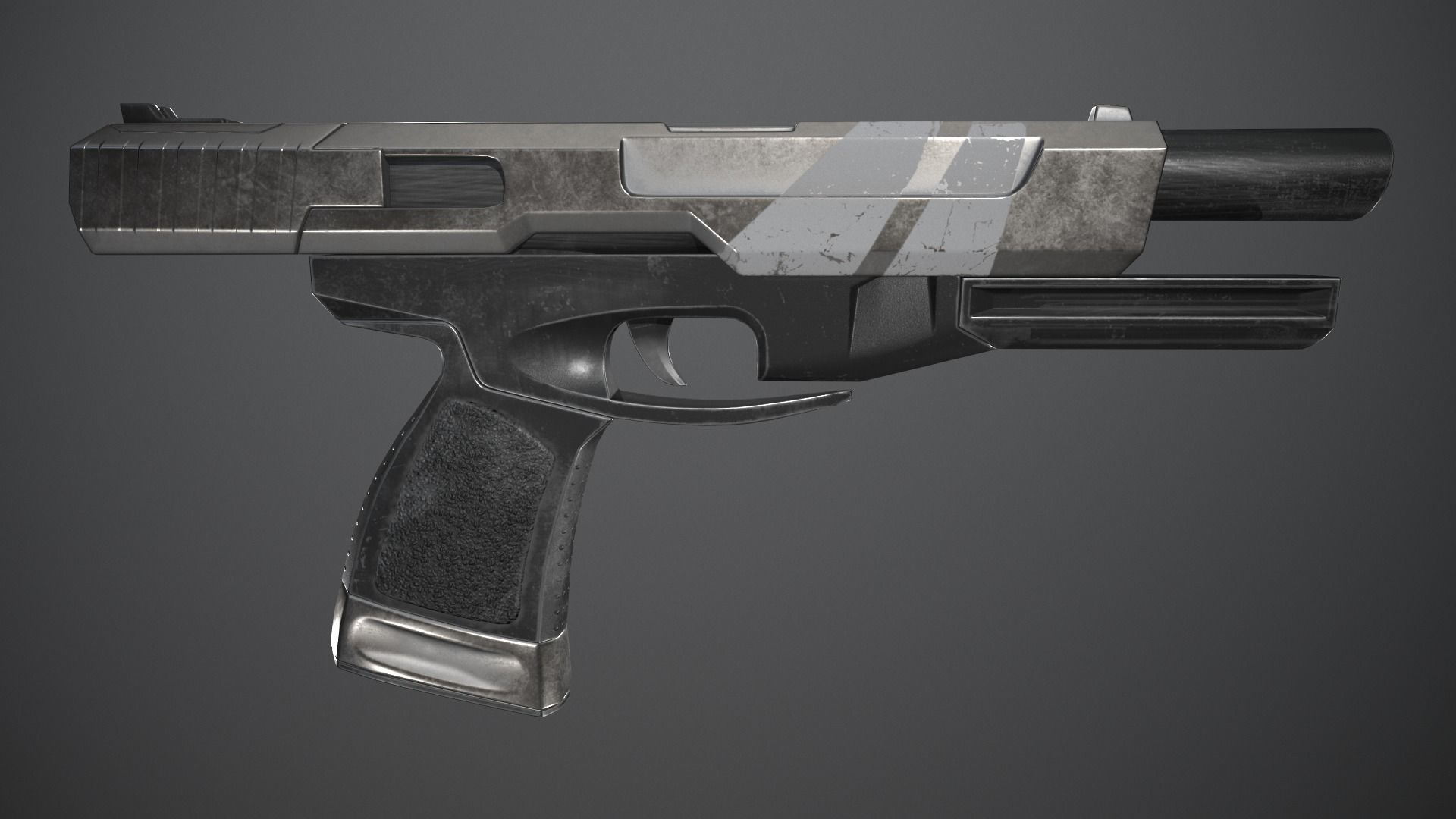 Shabby gun of the near future Low-poly 3D model_11