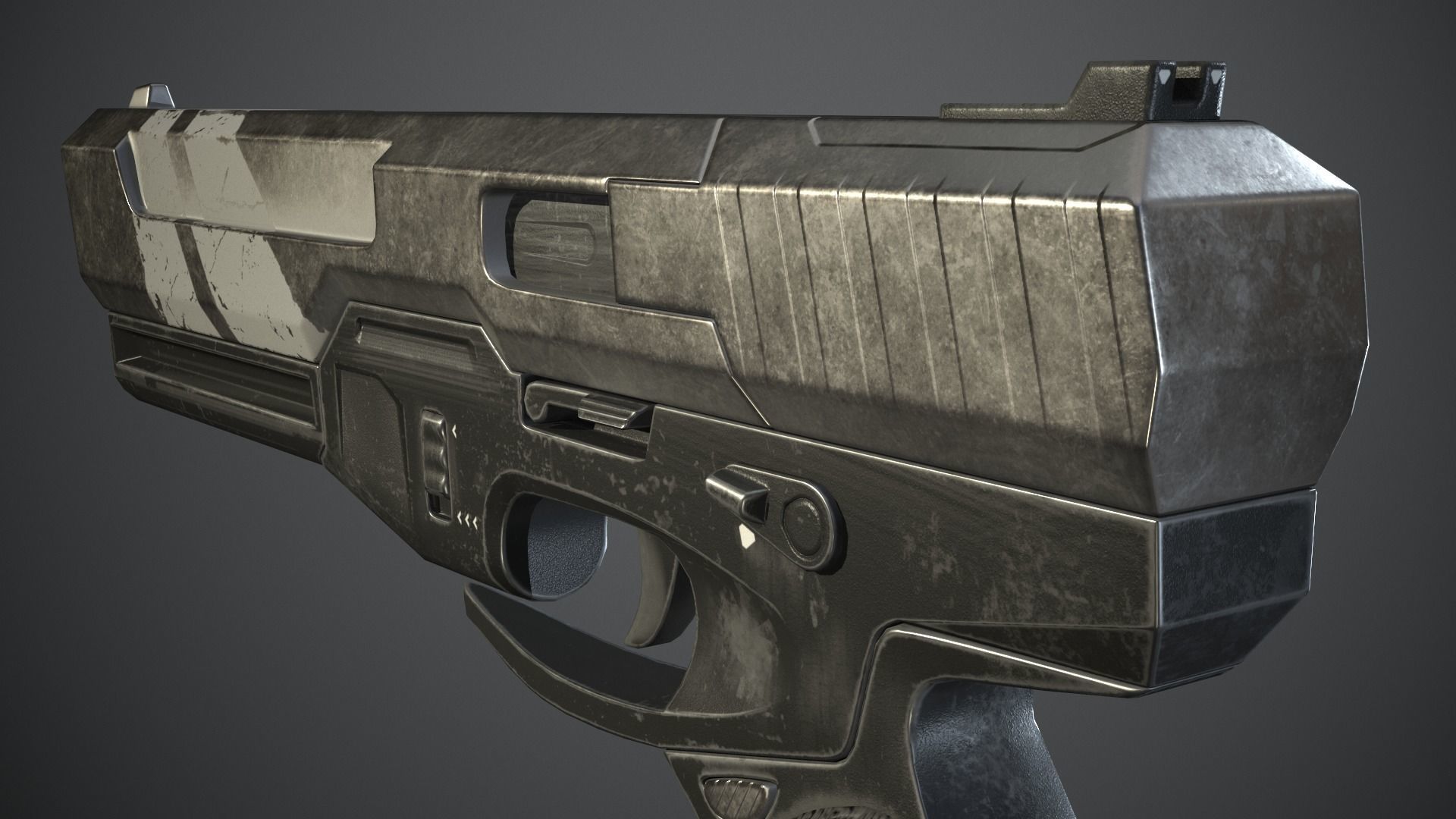 Shabby gun of the near future Low-poly 3D model_8