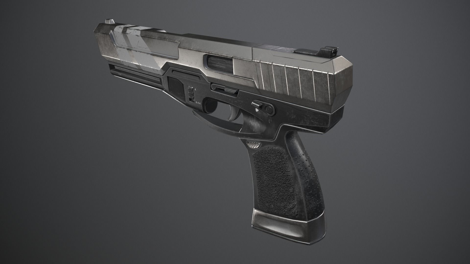 Shabby gun of the near future Low-poly 3D model_7