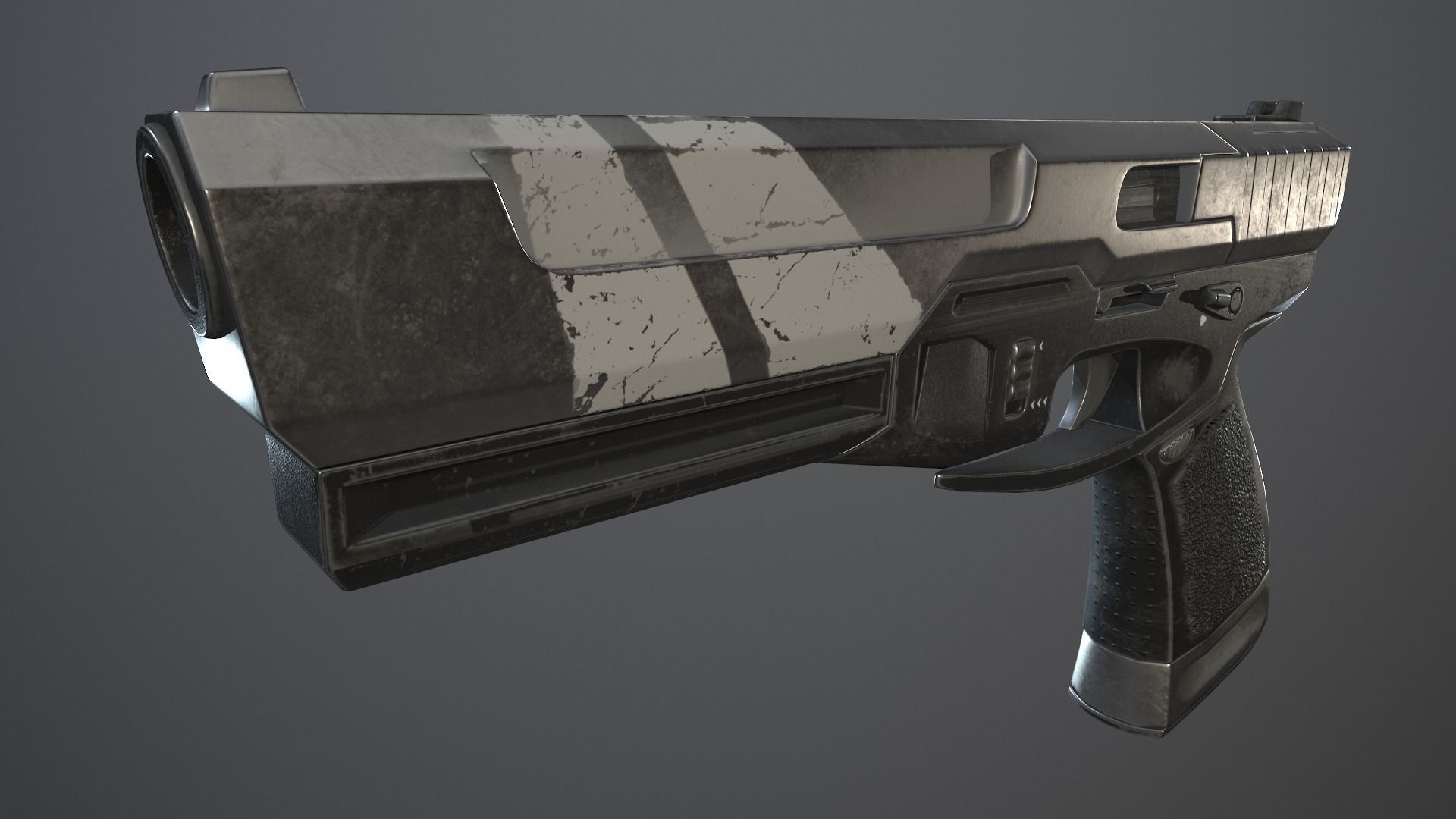 Shabby gun of the near future Low-poly 3D model_2