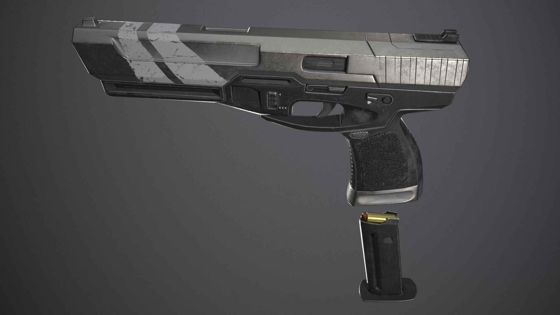Shabby gun of the near future Low-poly 3D model_9