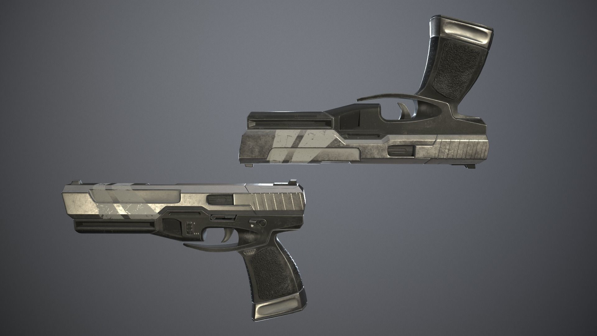 Shabby gun of the near future Low-poly 3D model_13