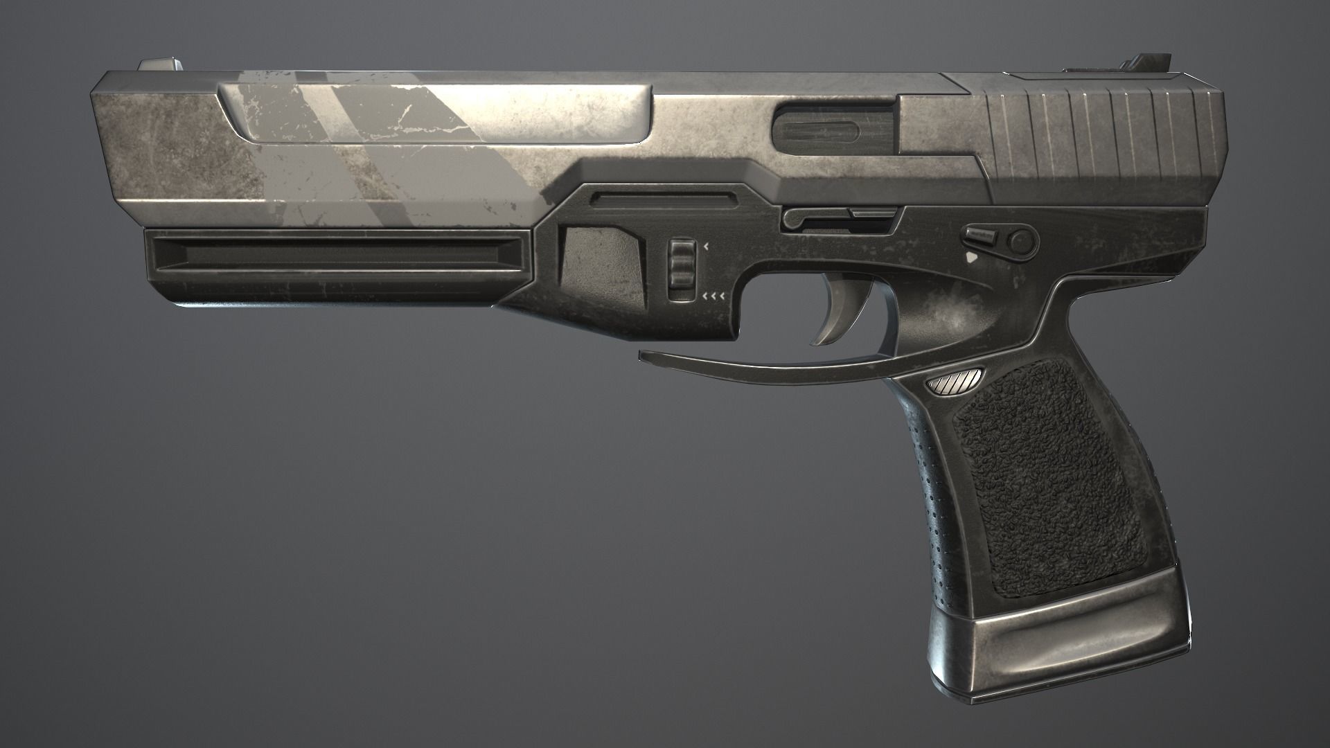 Shabby gun of the near future Low-poly 3D model_4