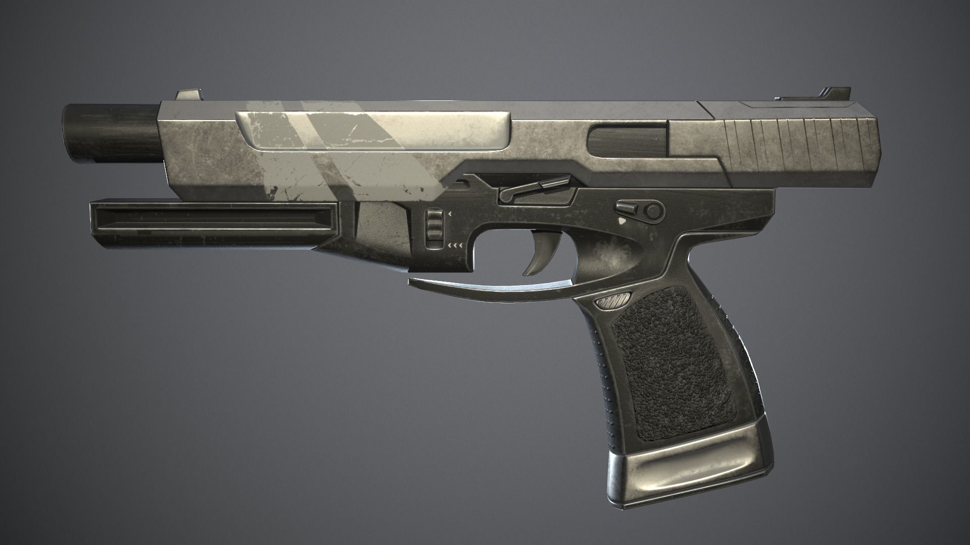 Shabby gun of the near future Low-poly 3D model_12