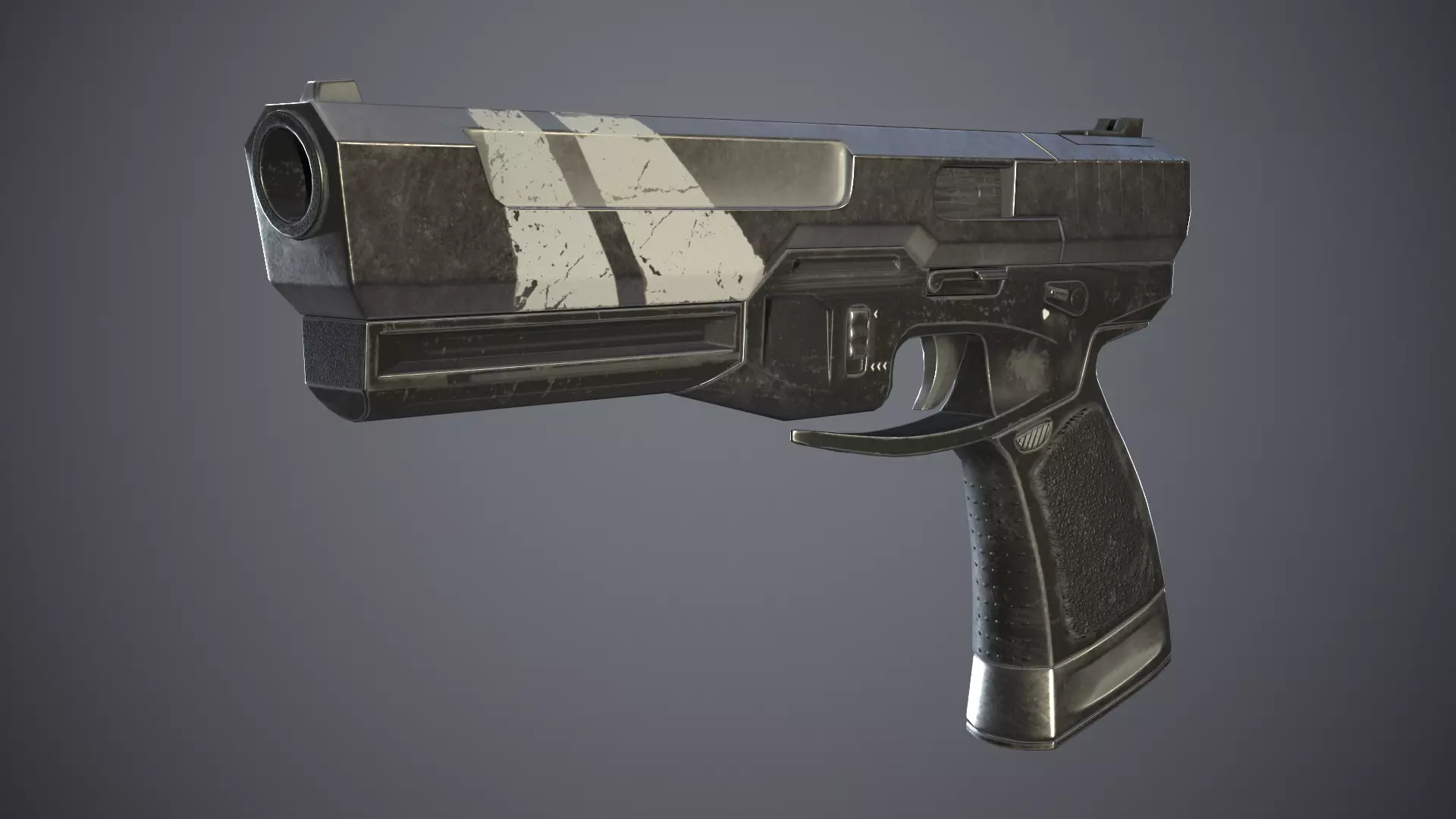 Shabby gun of the near future Low-poly 3D model_0