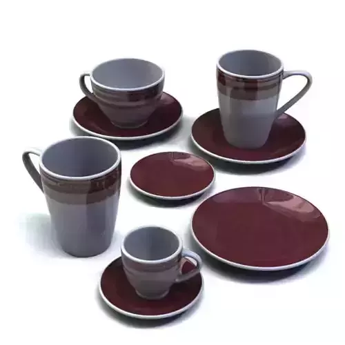 Tea Mug Set  Red 3D model