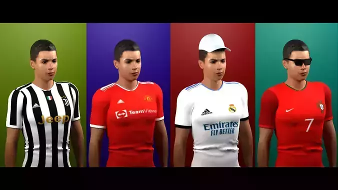 NFT Characters Cristiano Ronaldo - Create 500 NFT Low-poly 3D model