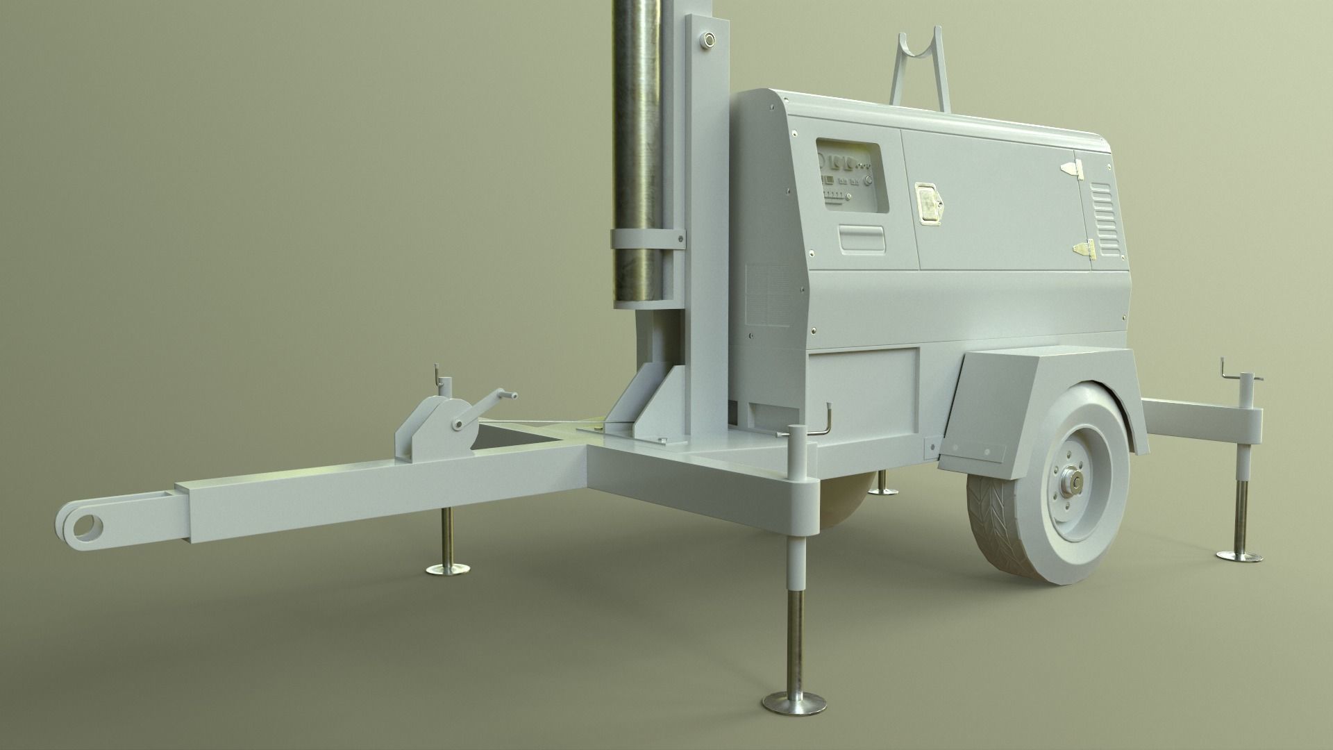 PBR Mobile Light Tower Generator B - Red Dark  Low-poly 3D model_40