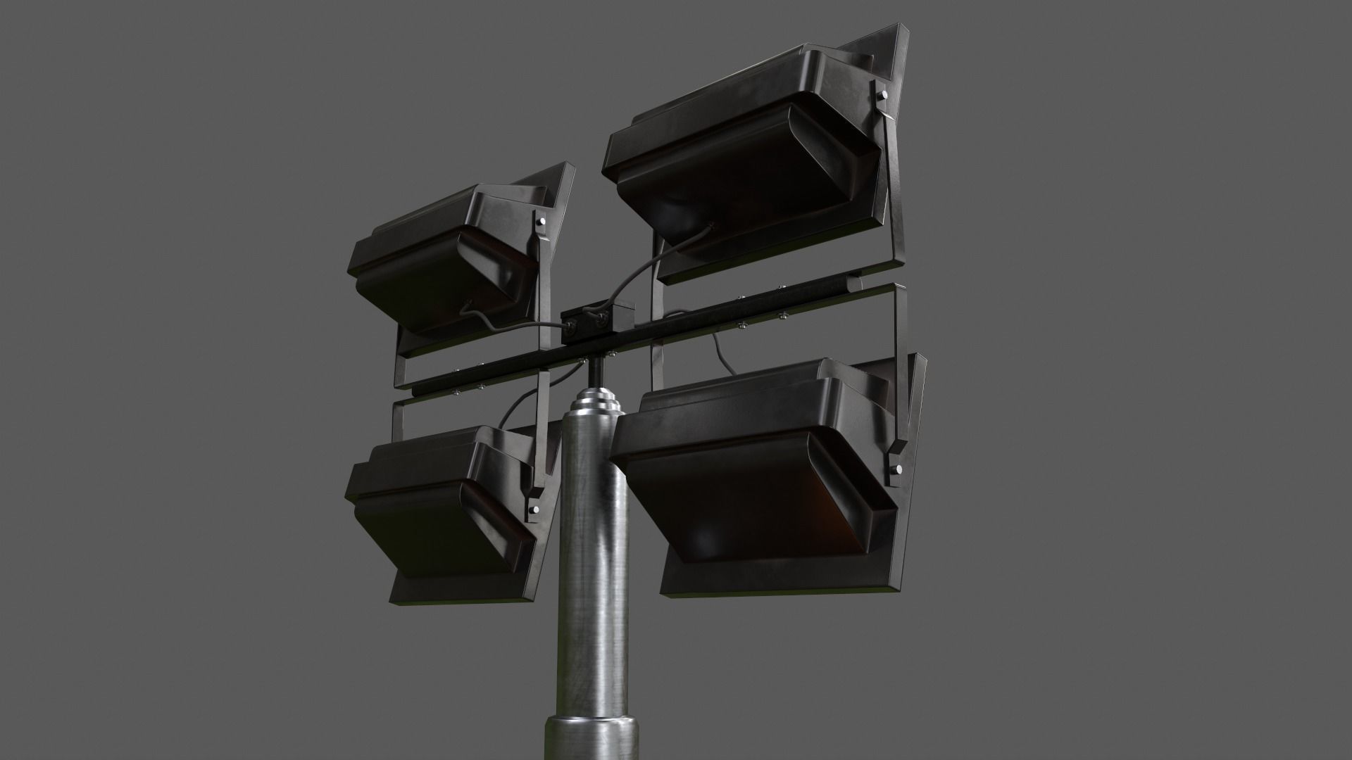 PBR Mobile Light Tower Generator B - Red Dark  Low-poly 3D model_34
