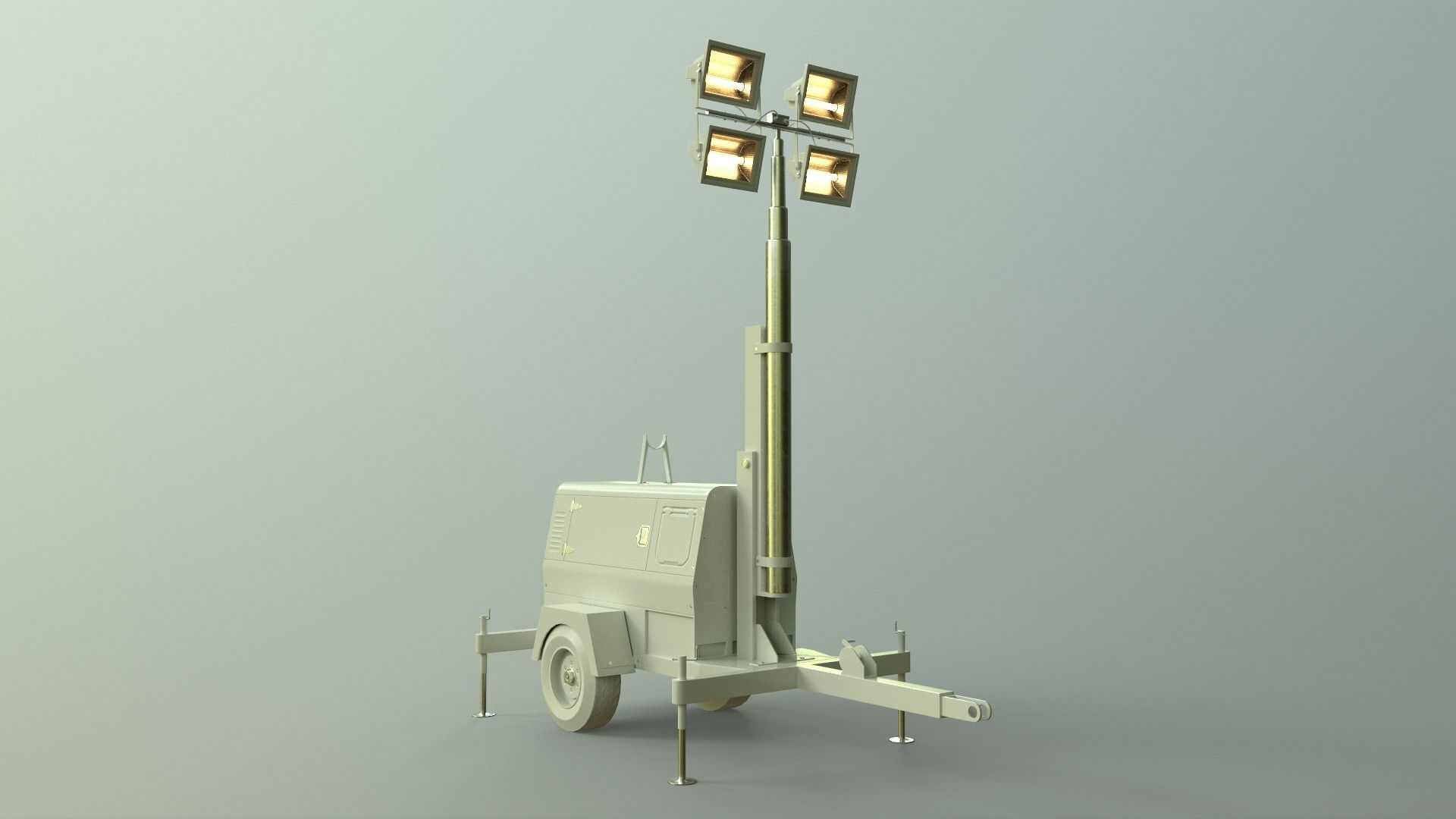 PBR Mobile Light Tower Generator B - Red Dark  Low-poly 3D model_43