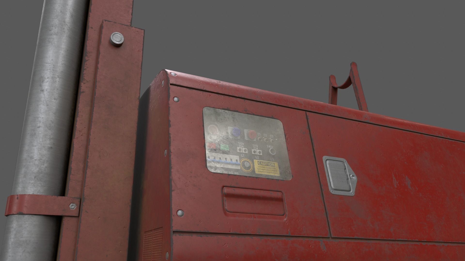 PBR Mobile Light Tower Generator B - Red Dark  Low-poly 3D model_21