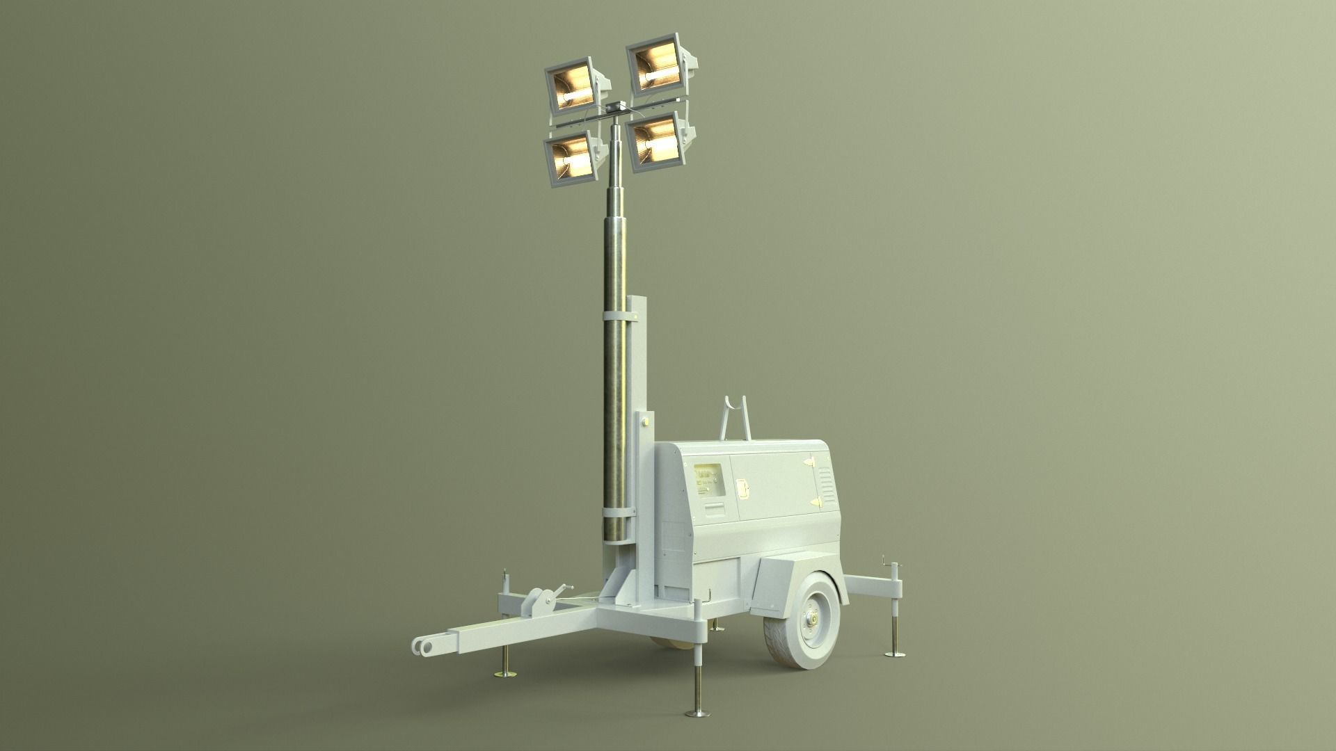 PBR Mobile Light Tower Generator B - Red Dark  Low-poly 3D model_44