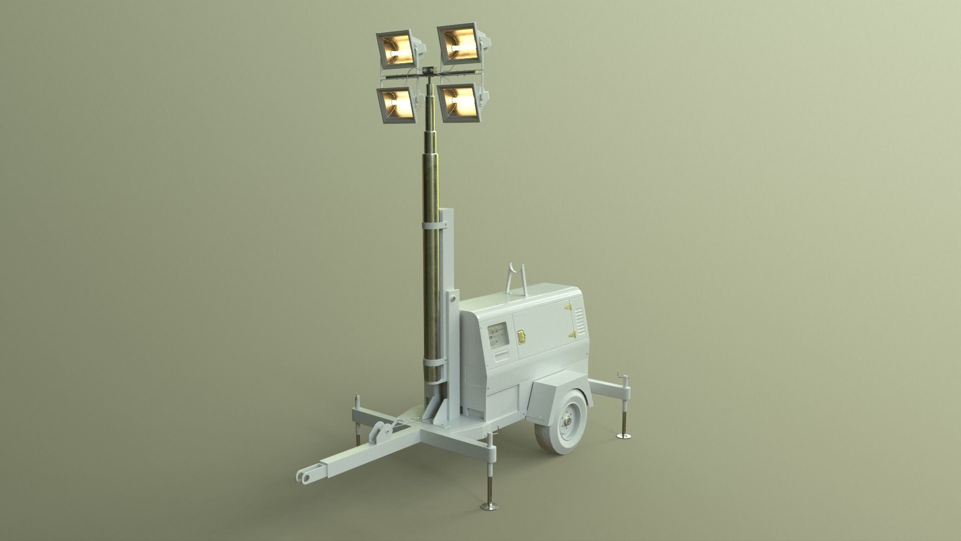 PBR Mobile Light Tower Generator B - Red Dark  Low-poly 3D model_39