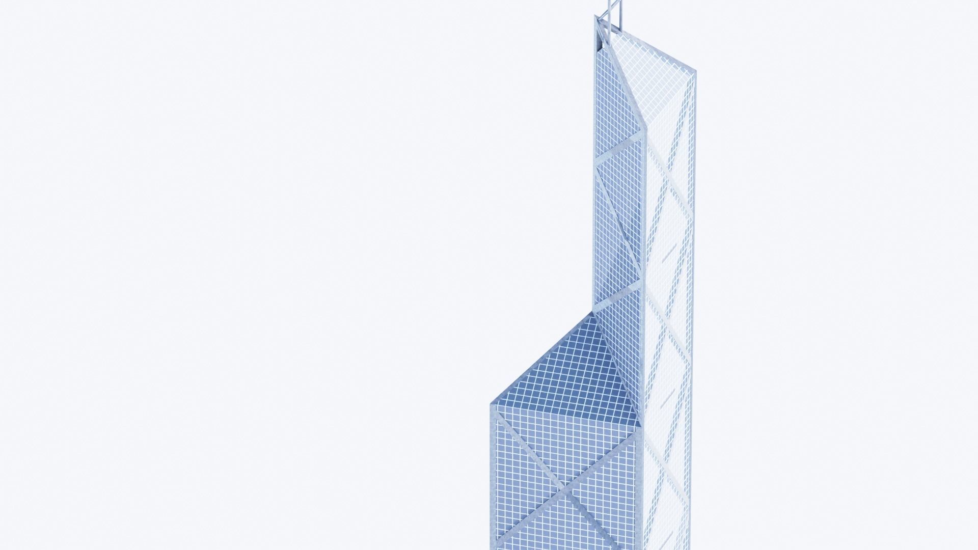 Bank Of China Tower HK Low-poly 3D model_3