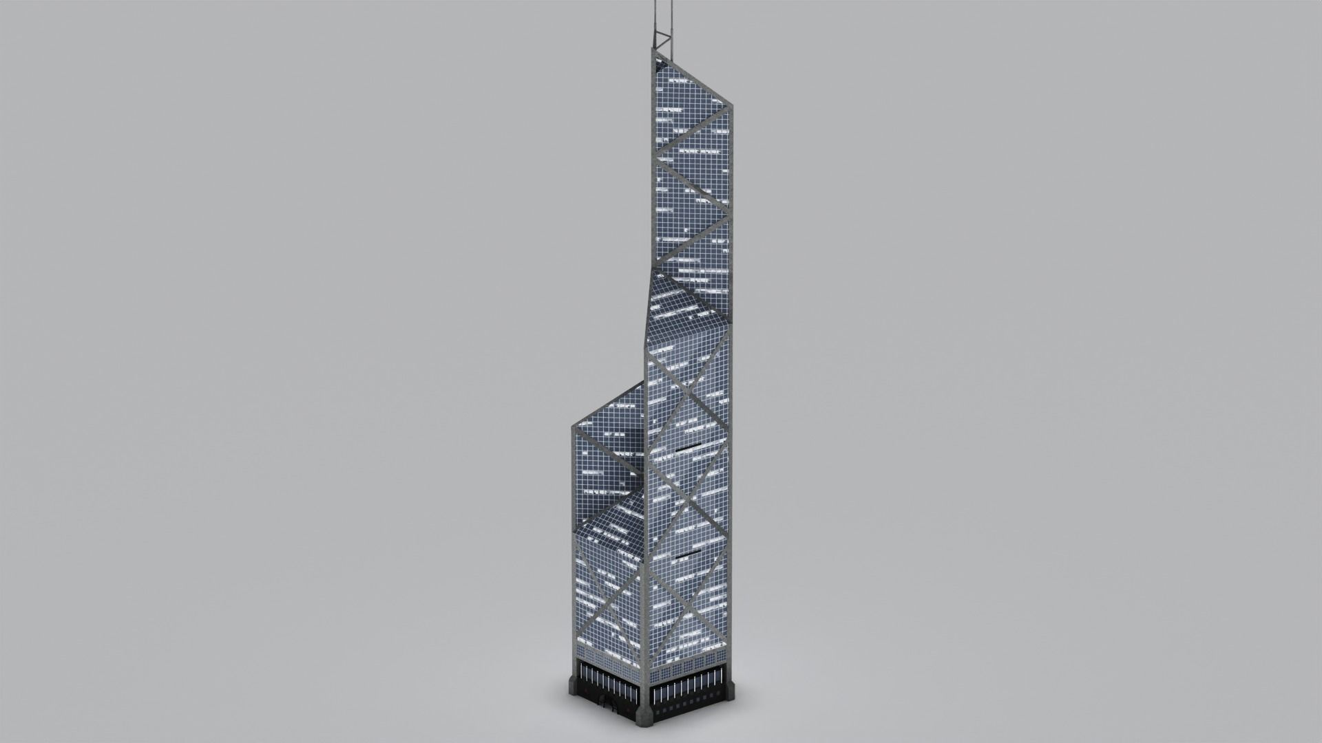 Bank Of China Tower HK Low-poly 3D model_5