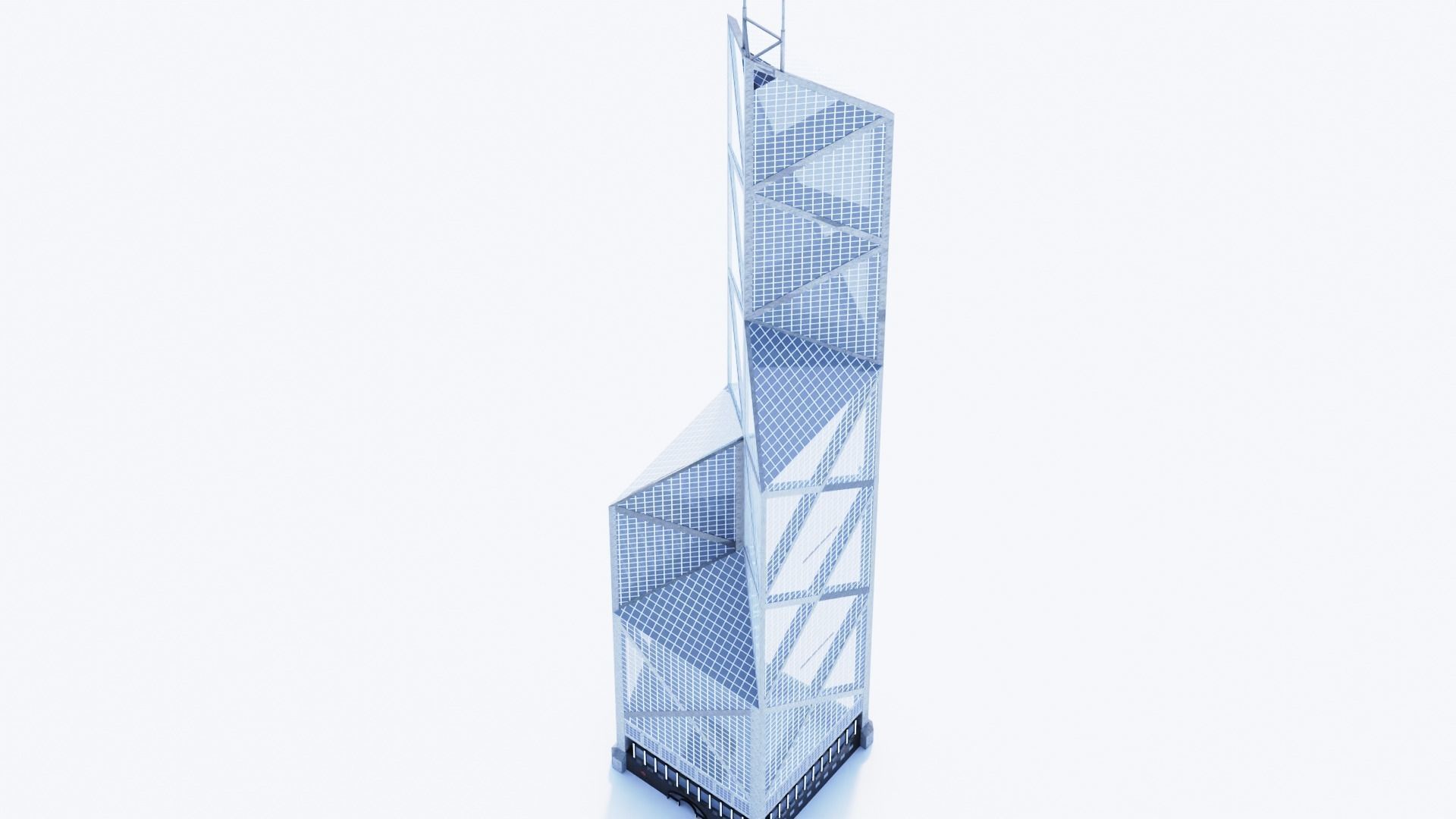 Bank Of China Tower HK Low-poly 3D model_2