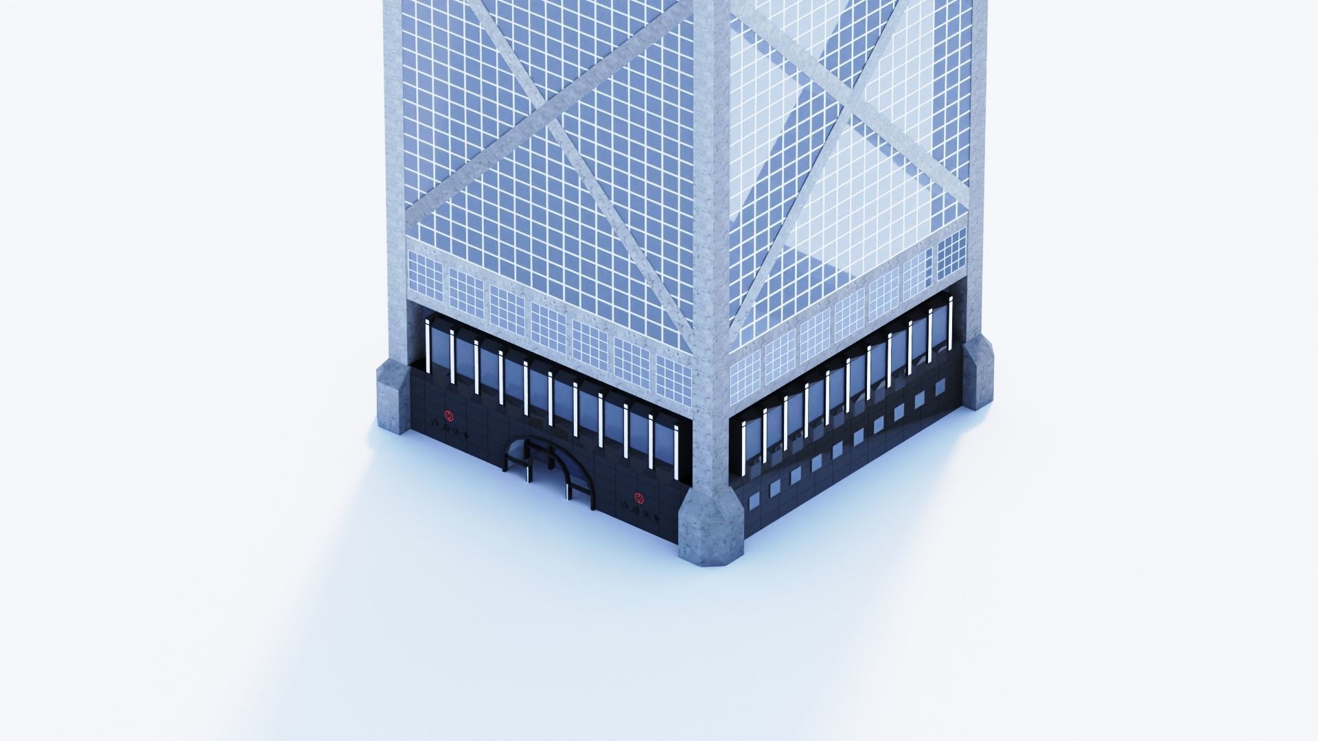 Bank Of China Tower HK Low-poly 3D model_6