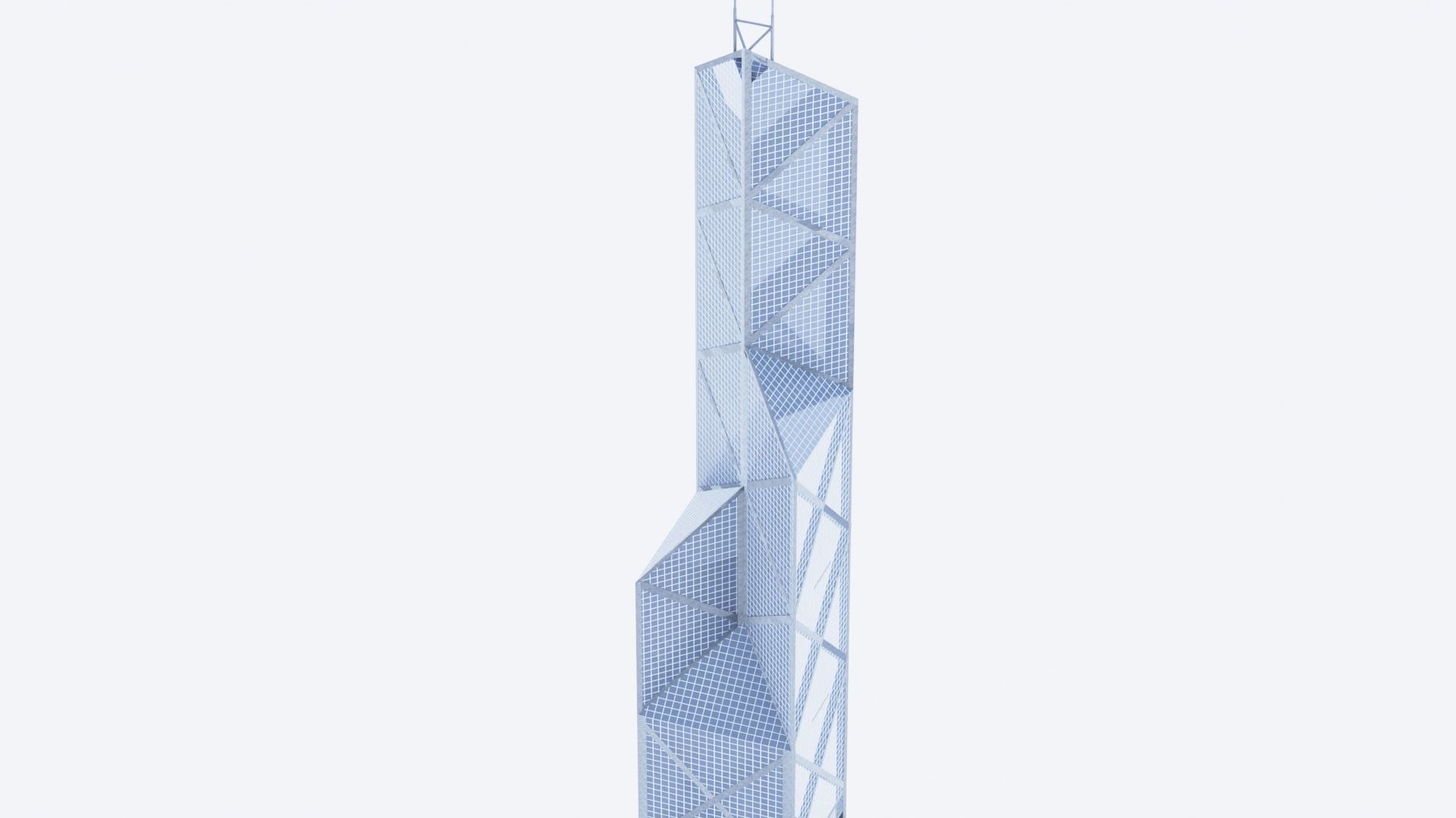 Bank Of China Tower HK Low-poly 3D model_1