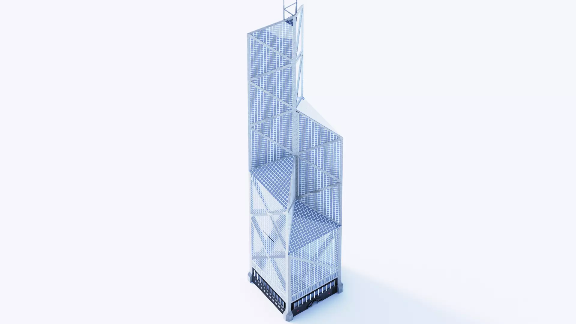 Bank Of China Tower HK Low-poly 3D model_0