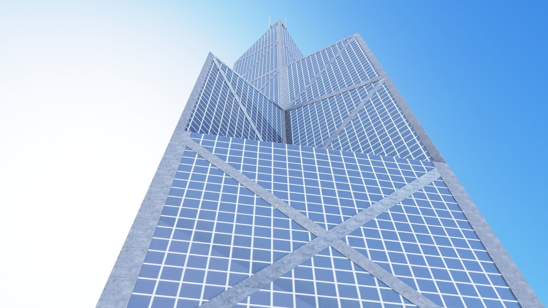 Bank Of China Tower HK Low-poly 3D model_9