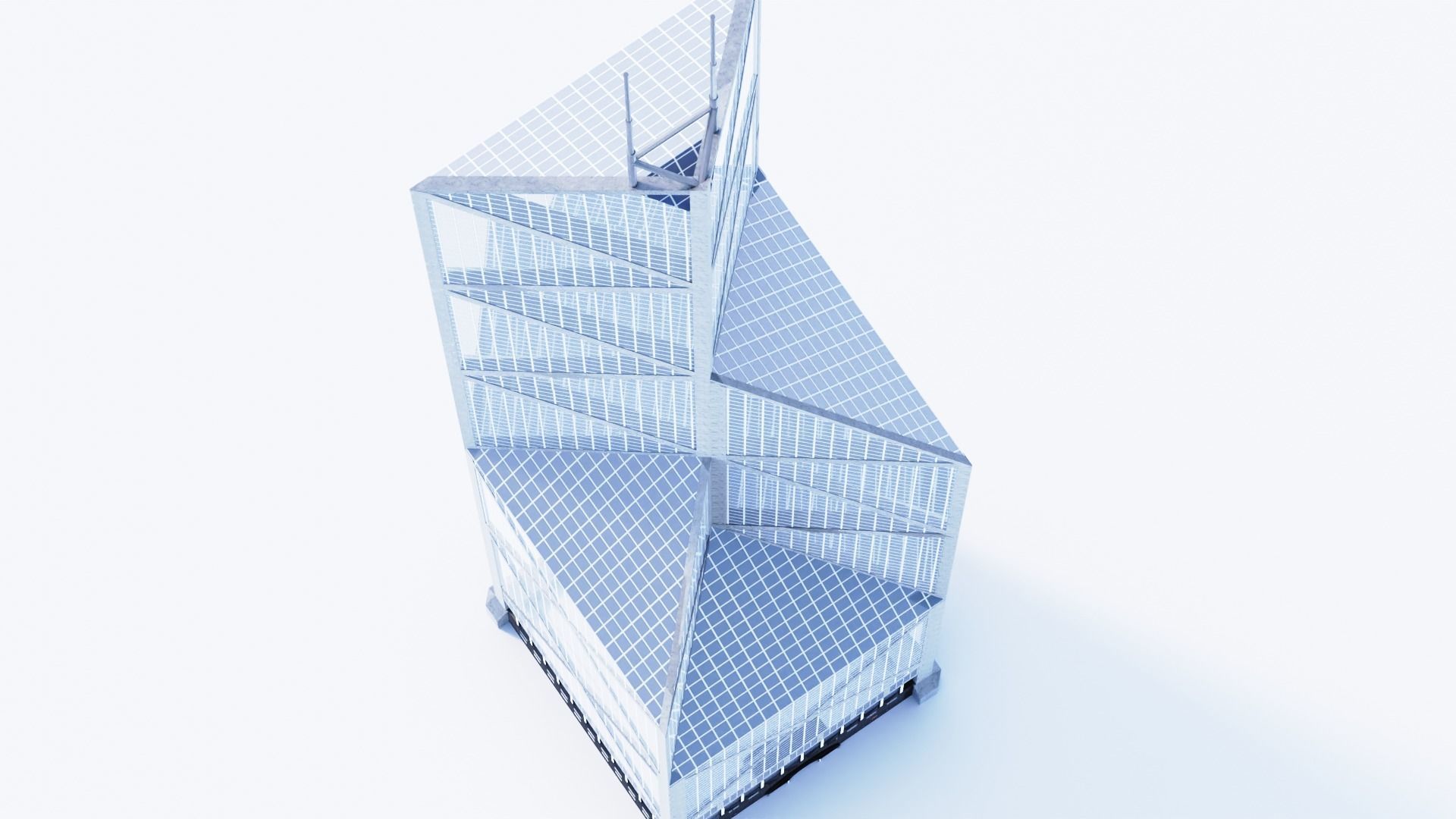 Bank Of China Tower HK Low-poly 3D model_8