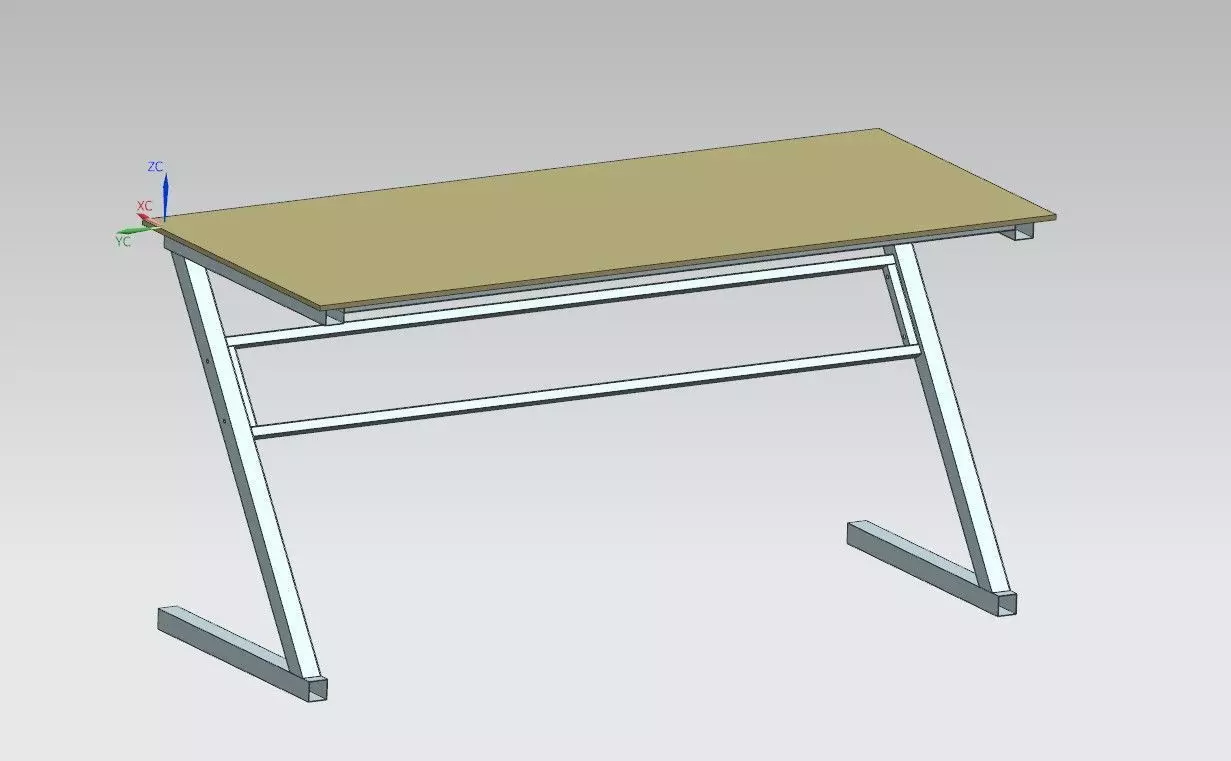 furniture desk with metal frame 3D model_0